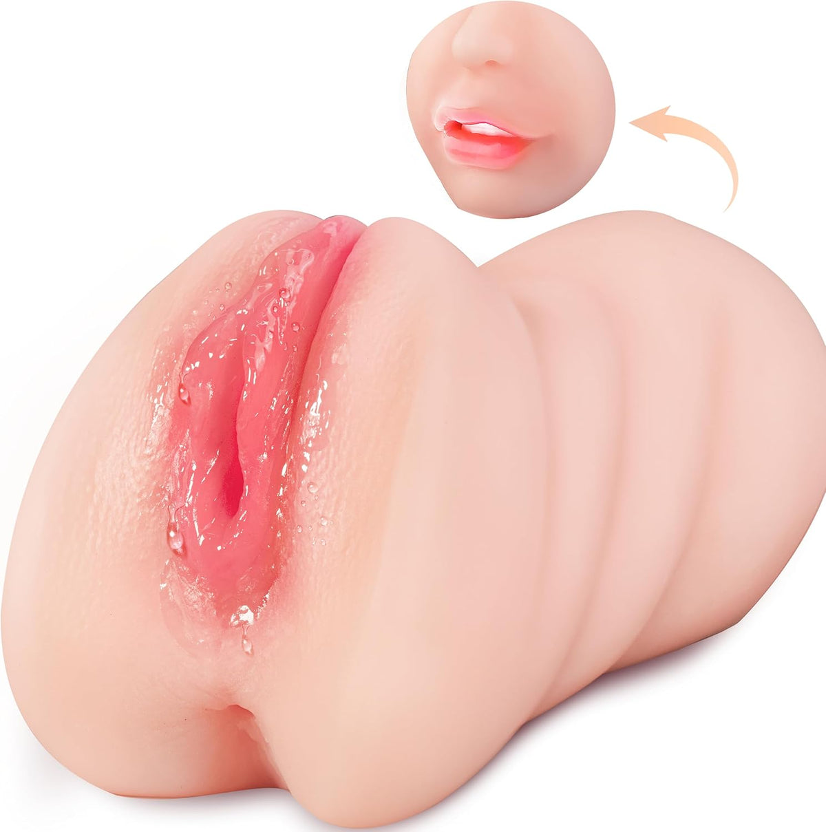 1.43Lb 3-in-1 Pocket Pussy Vagina and Tight Anus Deep Throat Oral Male Stroker