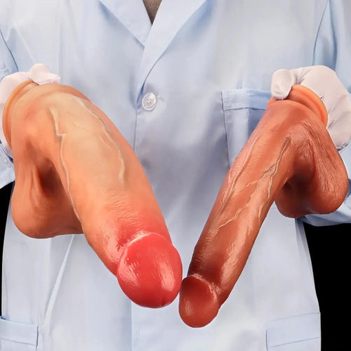 10.03in 9.25in 13in Soft Silicone Big Lifelike Dual Density Dildo