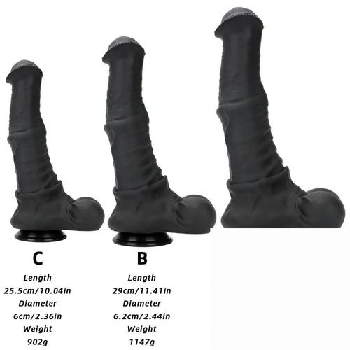 10.04in 11.41in 13.38in Big Black Thick Horse Penis Dildo Sex Toy