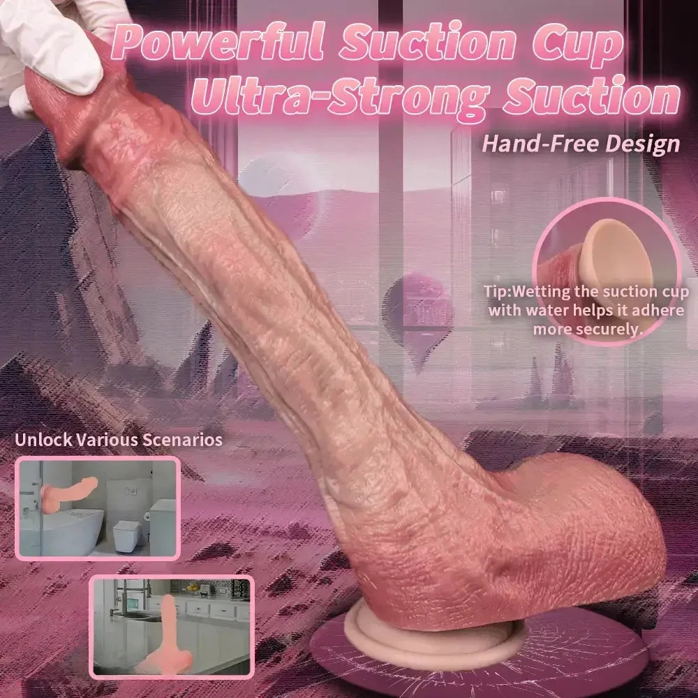 10.12in Double-layer Liquid Silicone Skin-like Soft Big Lifelike Male Dildo