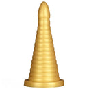 10.23in 14.56in Large Thread Gold Silicone Pagoda Thick Large Anal Plug Dildo