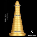 10.23in 14.56in Large Thread Gold Silicone Pagoda Thick Large Anal Plug Dildo