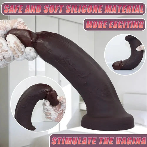 10.23in Big Realistic Skin Silicone Soft Dildo Meaty Feeling G-Spot Stimulator