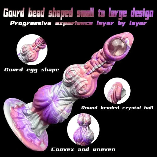 10.23in Liquid Silicone Anal Plug Knot Big Dildo Soft Prostate Massager