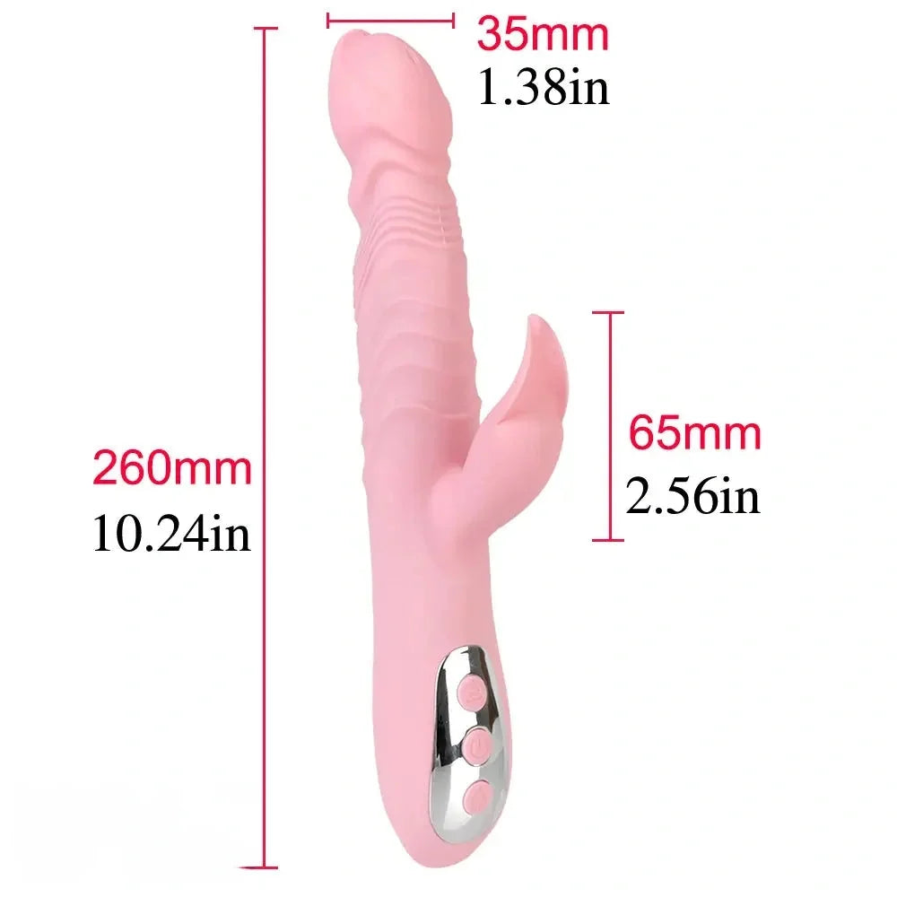 10.24in Thrusting Vibrating Heating Big Dildo With Tongue Licking