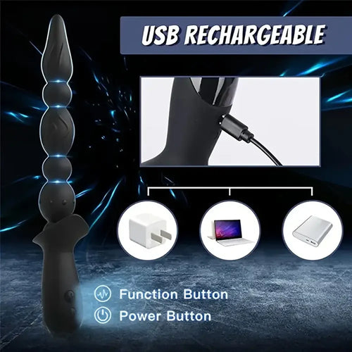 10.3in Rechargeable Vibrating Anal Plug Dildo Flexible Bullet Vibrator