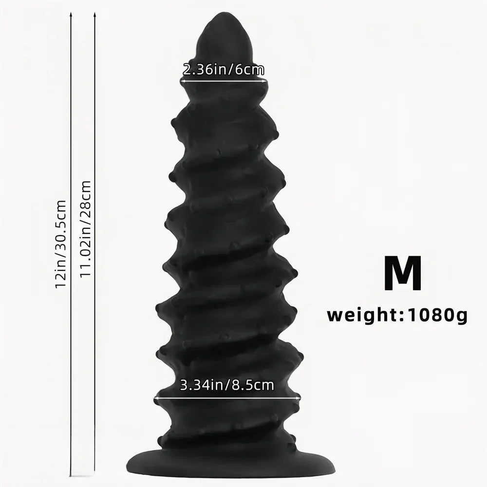 10.43in 12in 14.17in Extra-Large Long Threaded Silicone Sharp Head Dildo
