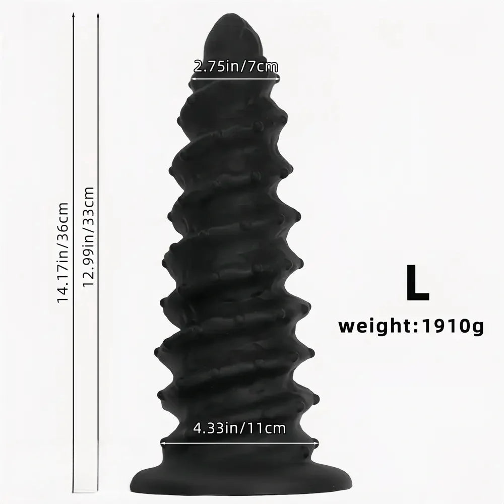 10.43in 12in 14.17in Extra-Large Long Threaded Silicone Sharp Head Dildo