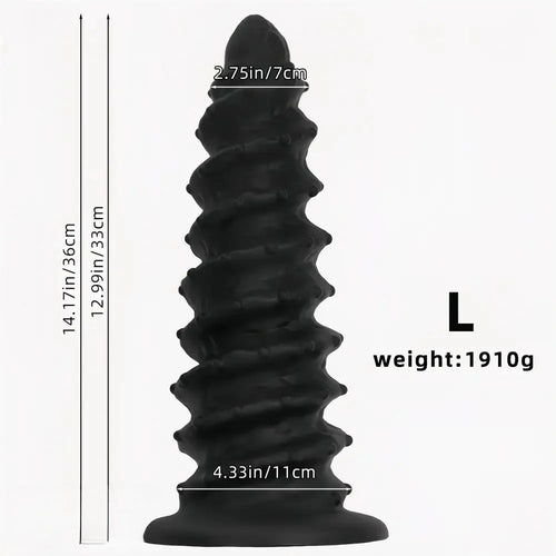 10.43in 12in 14.17in Extra-Large Long Threaded Silicone Sharp Head Dildo