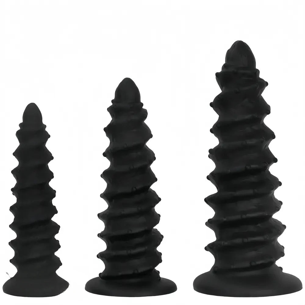 10.43in 12in 14.17in Extra-Large Long Threaded Silicone Sharp Head Dildo