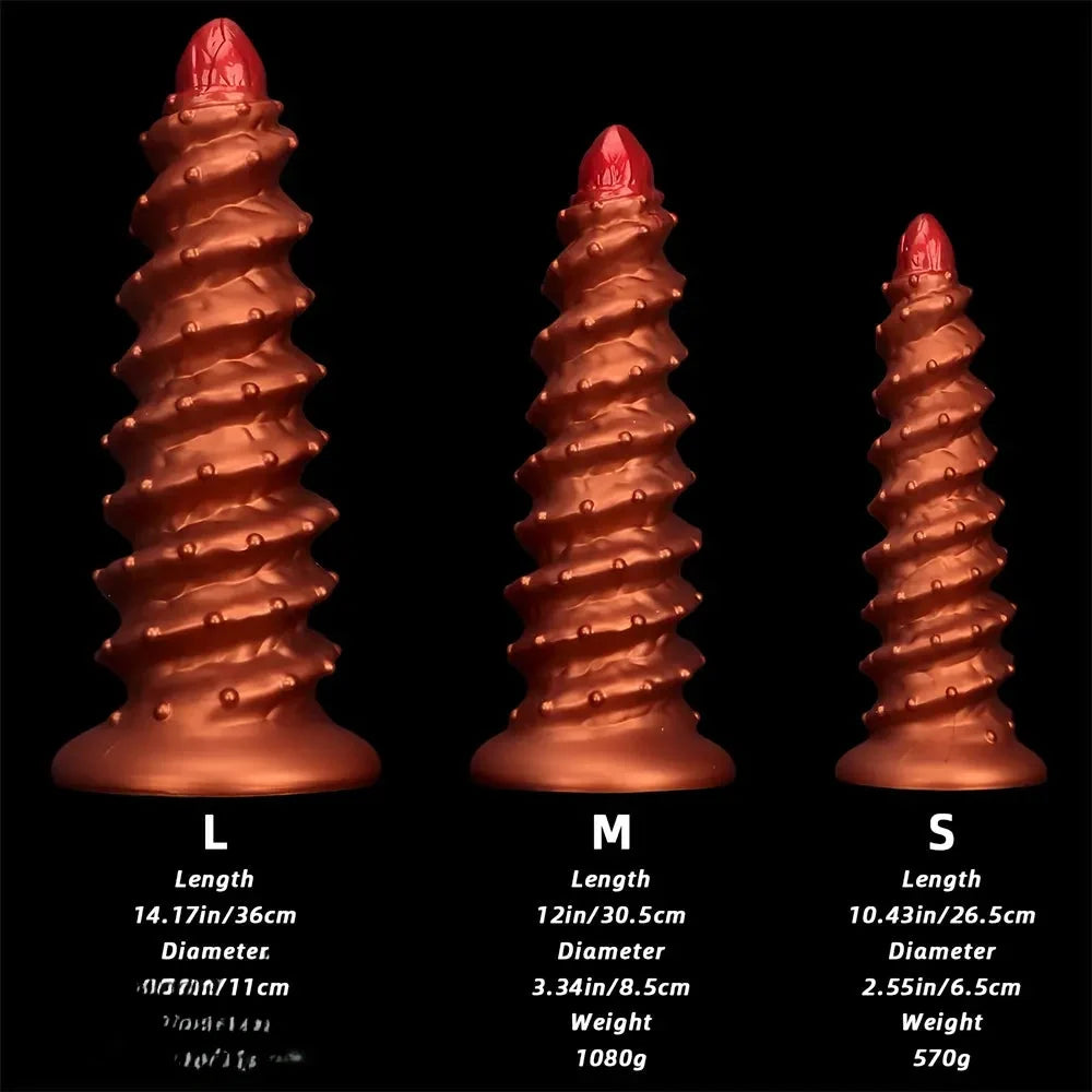 10.43in 12in 14.17in Extra-Large Long Threaded Silicone Sharp Head Dildo