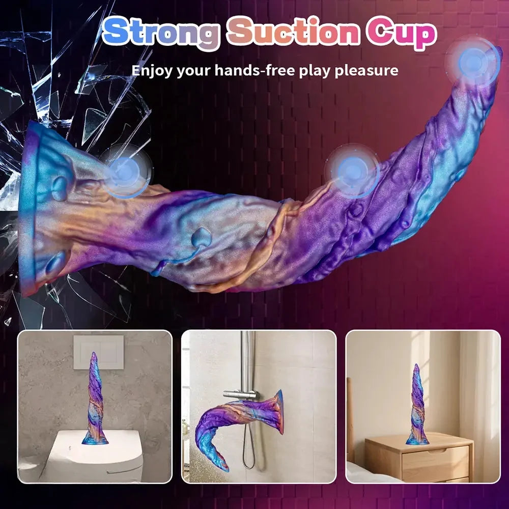 10.43in Vivid Veins Fantasy Silicone Soft Monster Dildo Couple Game Toy