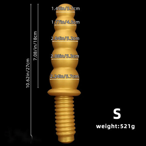 10.62in 14.56in Gold Silicone Anal Plug Dildo With Handle For Love