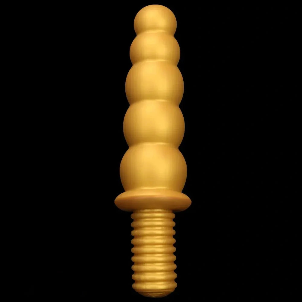 10.62in 14.56in Gold Silicone Anal Plug Dildo With Handle For Love