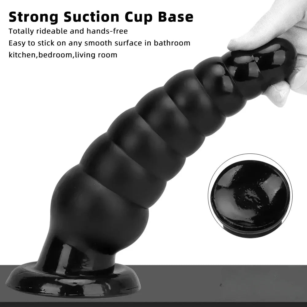 10.63in Realistic Big PVC Black Dildo Butt Plug For Anal Expansion