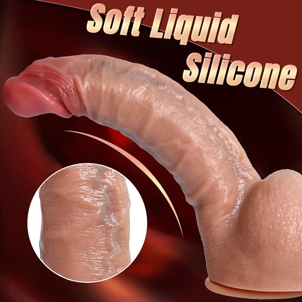 10.6in 12.6in Realistic Skin Texture Liquid Silicone Dildo For Anal Play