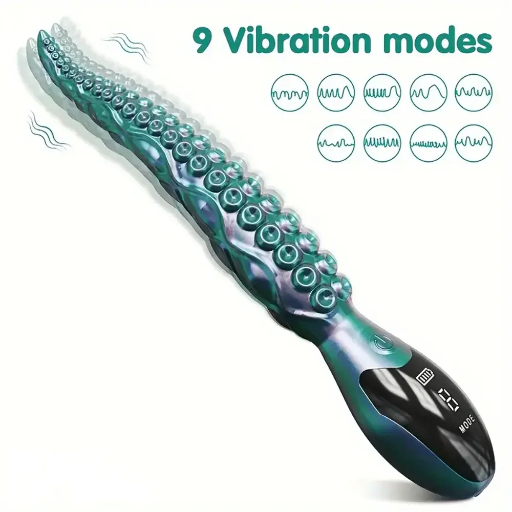 10.6in Octopus Tentacle Clitoral Vibrating Monster LED Display Big Dildo