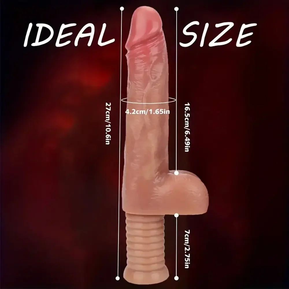 10.6in Real Heating Thrusting Rotation Vibrating Big Dildo With Handle