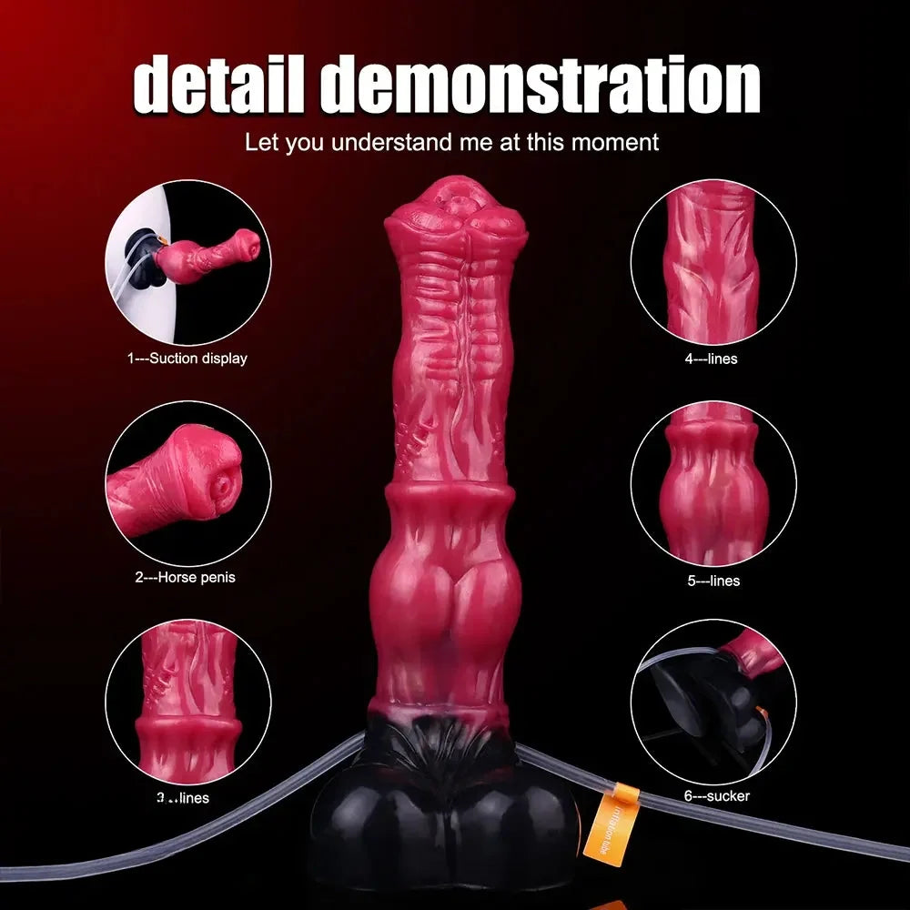 10in Horse Knot Silicone Soft Big Ejaculating Dildo G-Spot Stimulato Massager