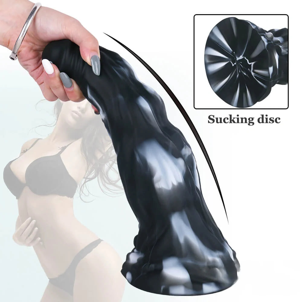 11.02in White Black Colour Mixture Beast Dildo SM Toy For Gay