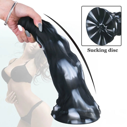11.02in White Black Colour Mixture Beast Dildo SM Toy For Gay