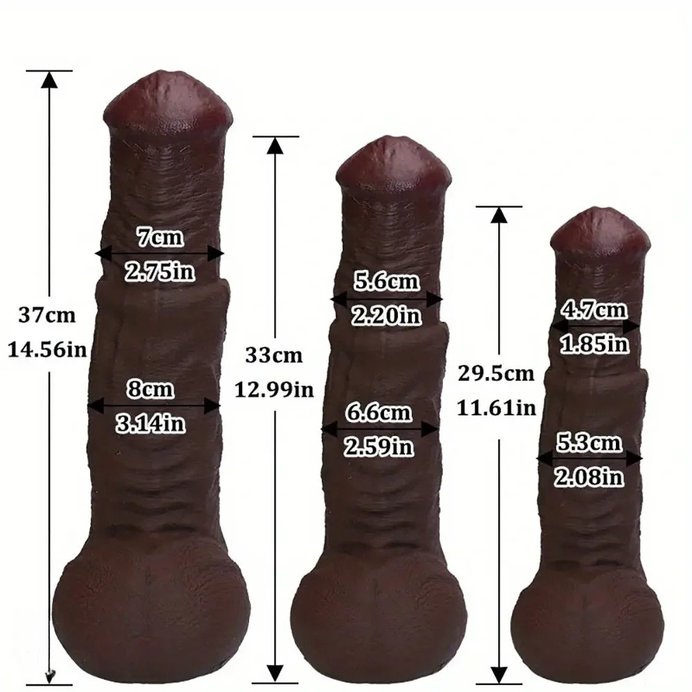 11.61in 12.99in 14.56in Huge Thick Ebony Dildo For Anal Play G-Spot Sex