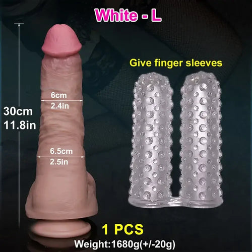 11.8in Huge Soft Lifelike Realistic Skin Thick Cock Double Layer Dildo