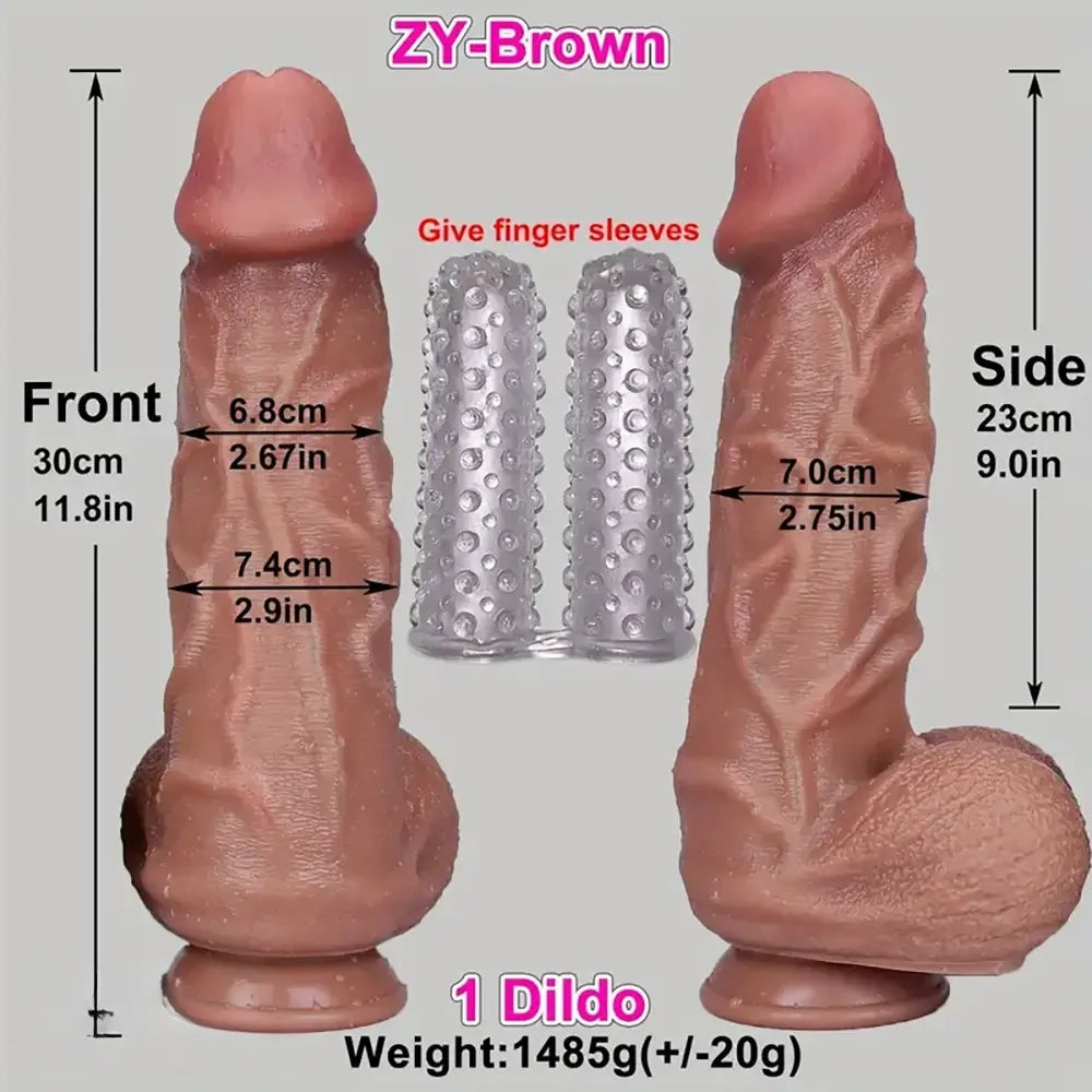 11.8in Thick Realistic Veins Huge Soft Dildo Double-layer Silicone Cock