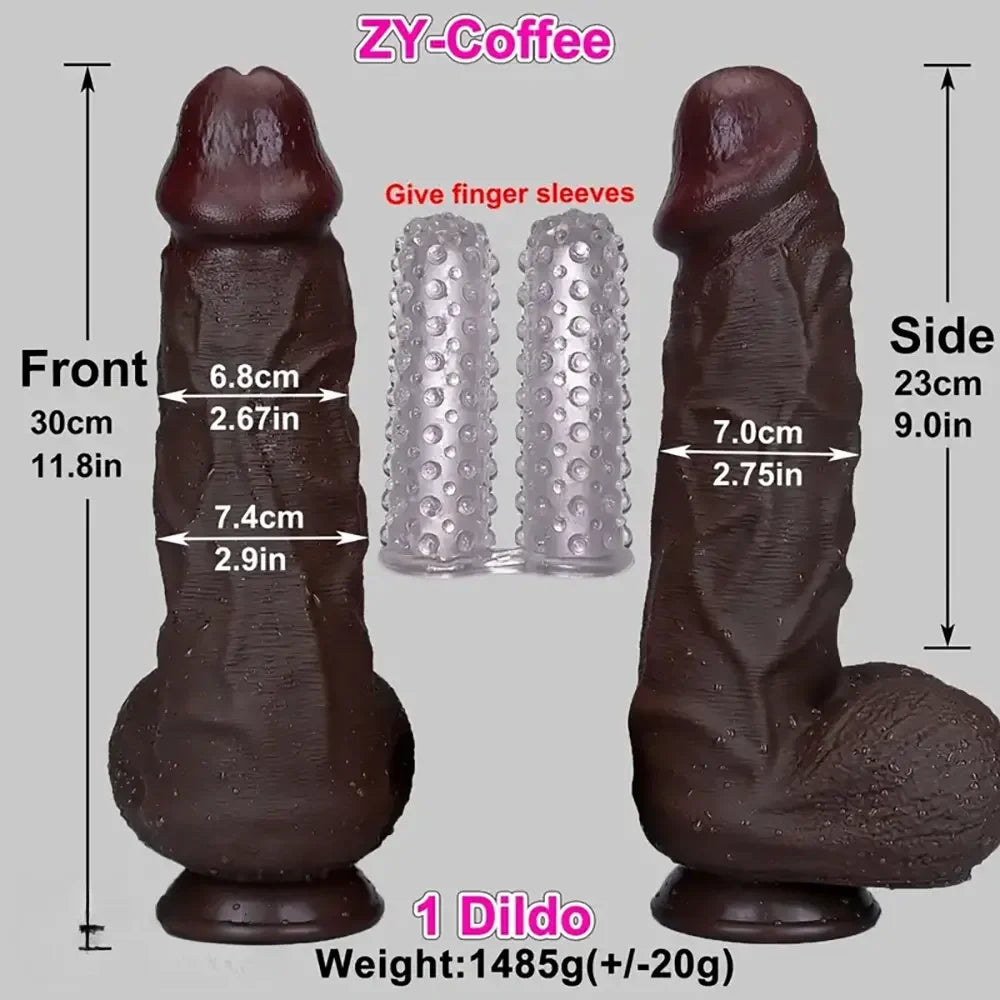 11.8in Thick Realistic Veins Huge Soft Dildo Double-layer Silicone Cock