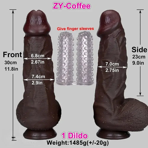 11.8in Thick Realistic Veins Huge Soft Dildo Double-layer Silicone Cock
