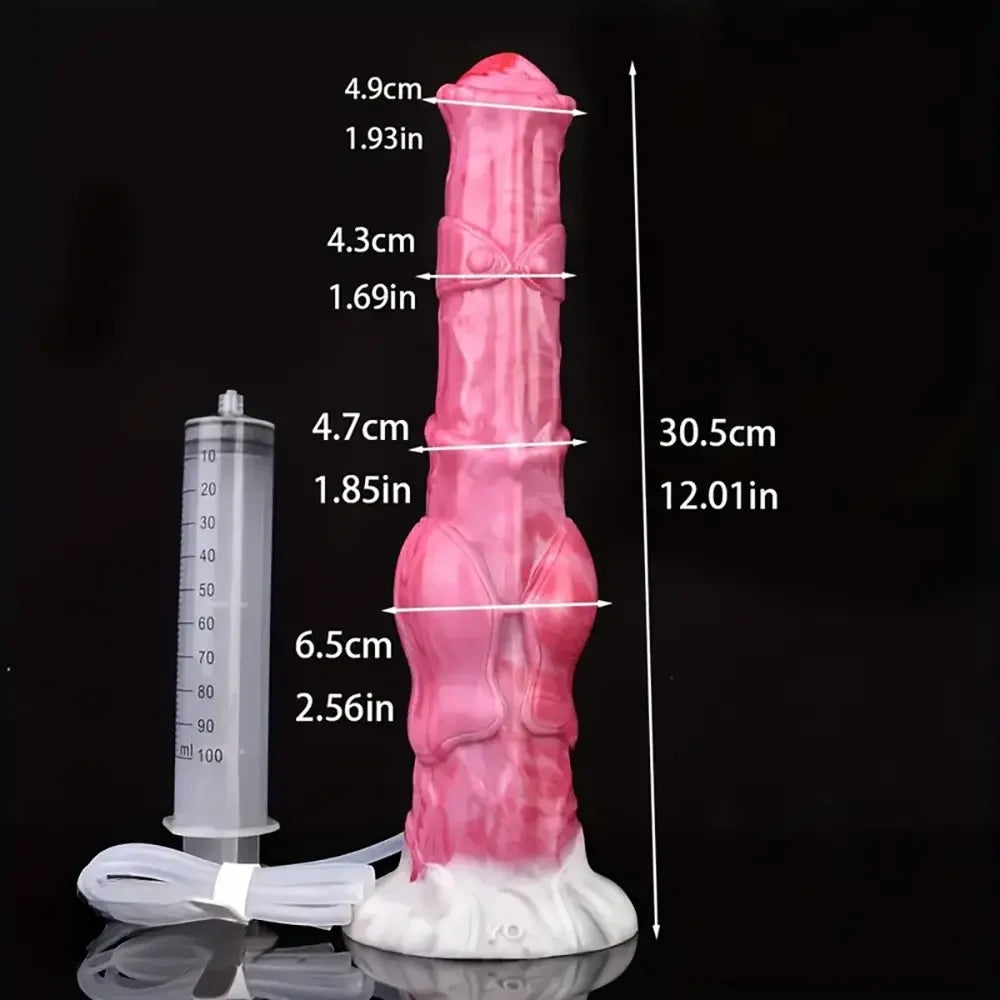 12.01in Silicone Anal Probe Horse Squirting Dildo With Water Jet