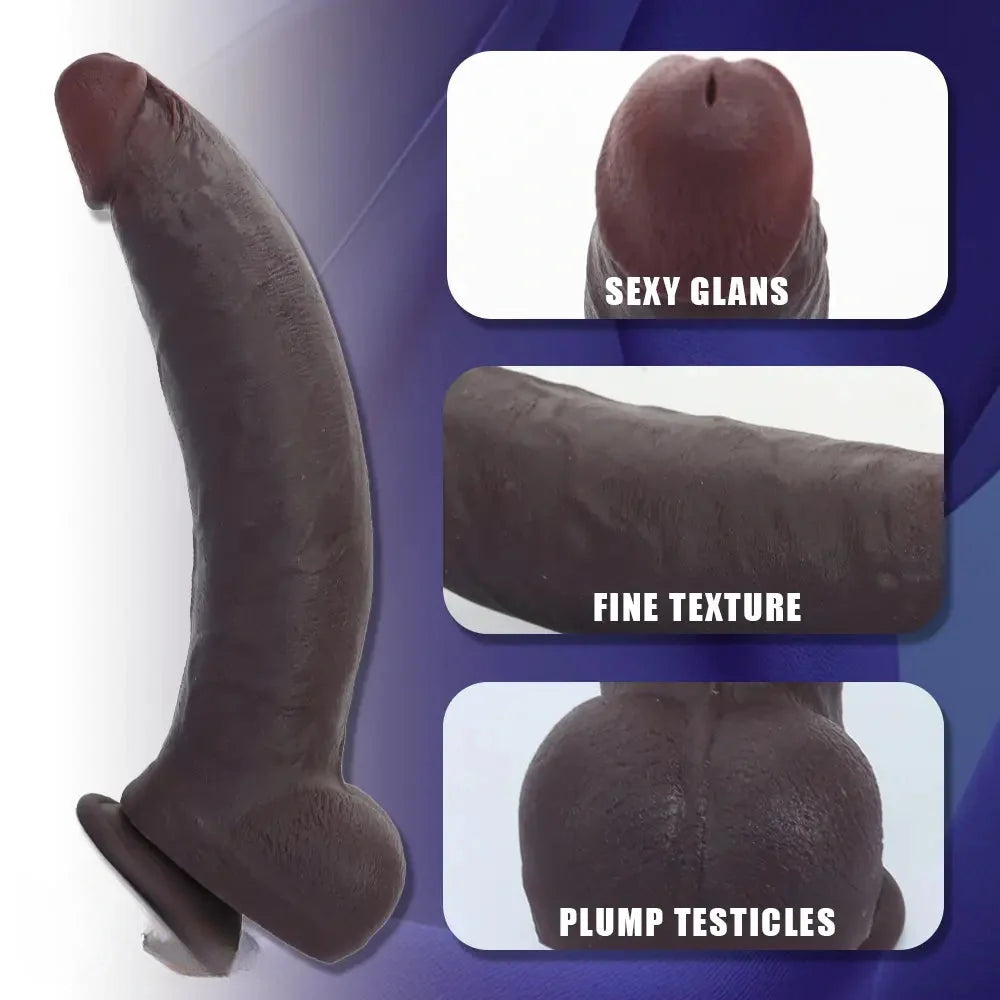 12.59in Fine Texture Real Skin Dual Density Soft Curved Dildo Adult Product