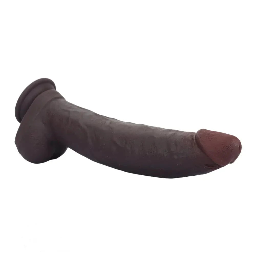 12.59in Fine Texture Real Skin Dual Density Soft Curved Dildo Adult Product