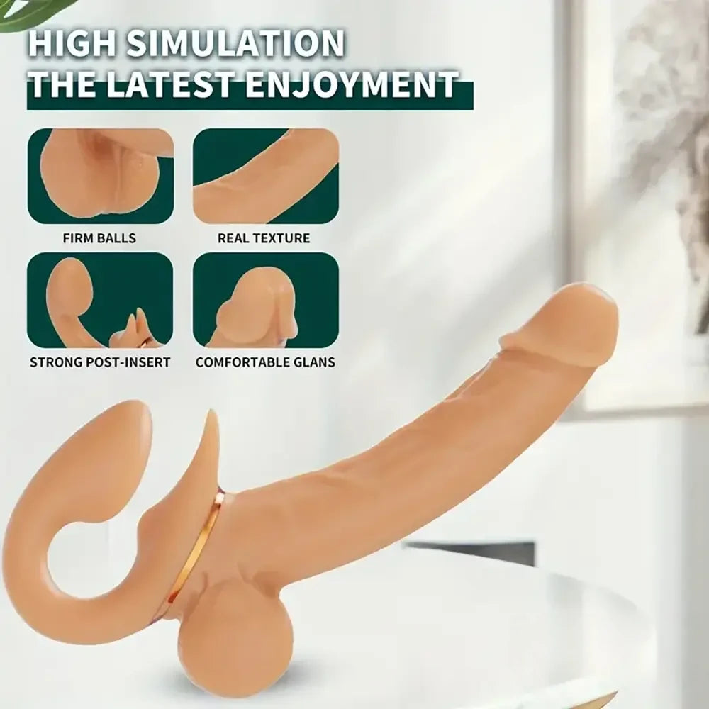12.99in Dual Heads Silicone Soft Vibrating Thrusting Rotation Dildo