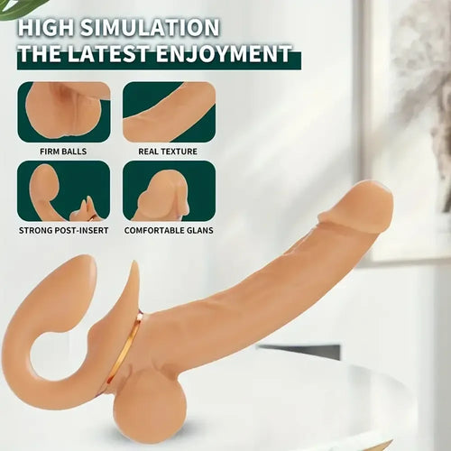 12.99in Dual Heads Silicone Soft Vibrating Thrusting Rotation Dildo