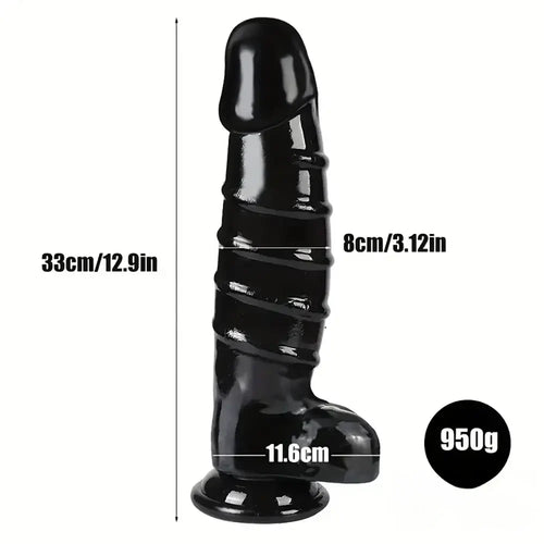 12.9in Realistic Spiral Big Women Dildo For Hands-Free G Spot Play