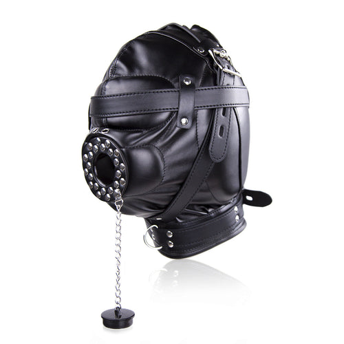 BDSM Face Mask Head Hood Bondage Restraints With Lid