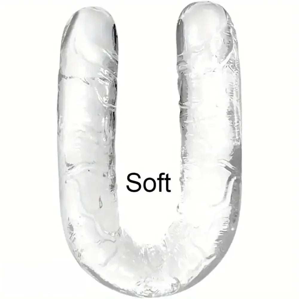 12in 13.58in 14.57in 17.13in Double-Ended Long Realistic Flexible Clear Dildo