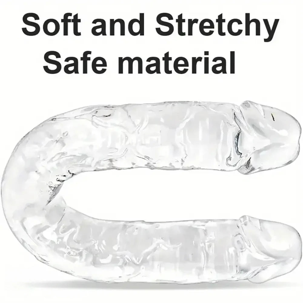 12in 13.58in 14.57in 17.13in Double-Ended Long Realistic Flexible Clear Dildo