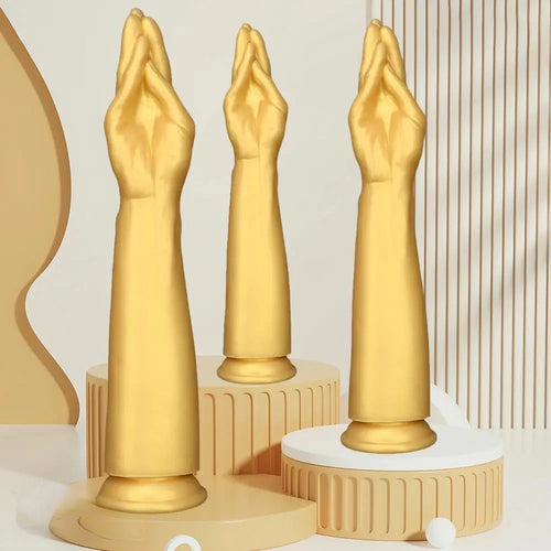12in 14.17in 16.73in Gold Silicone Fisting Arm Ashes Grade Anal Plug Dildo