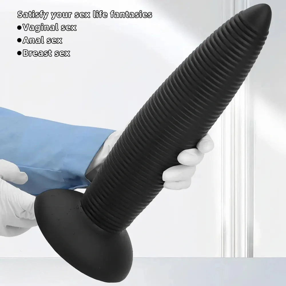 13.38in 14.96in Pointed Large Long Threaded Anal Plug Dildo For Fisting