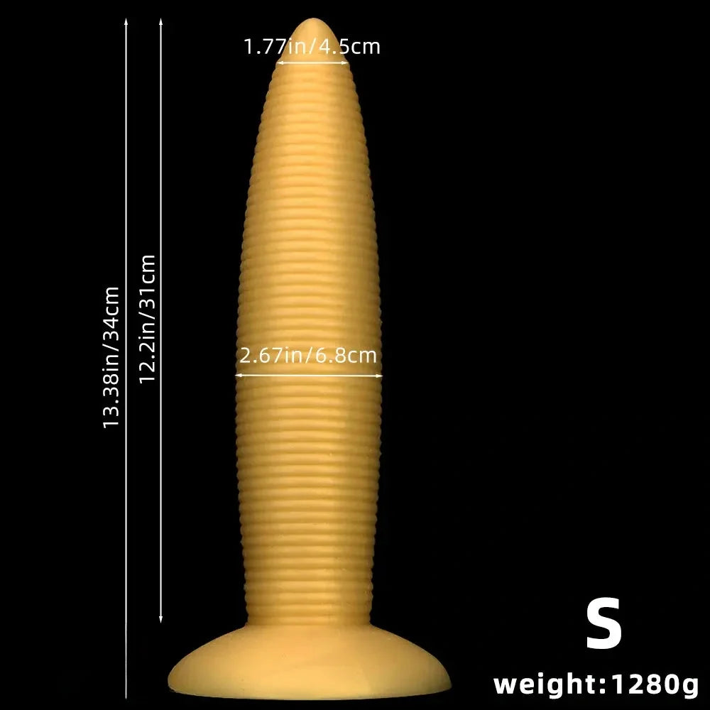 13.38in 14.96in Pointed Large Long Threaded Anal Plug Dildo For Fisting