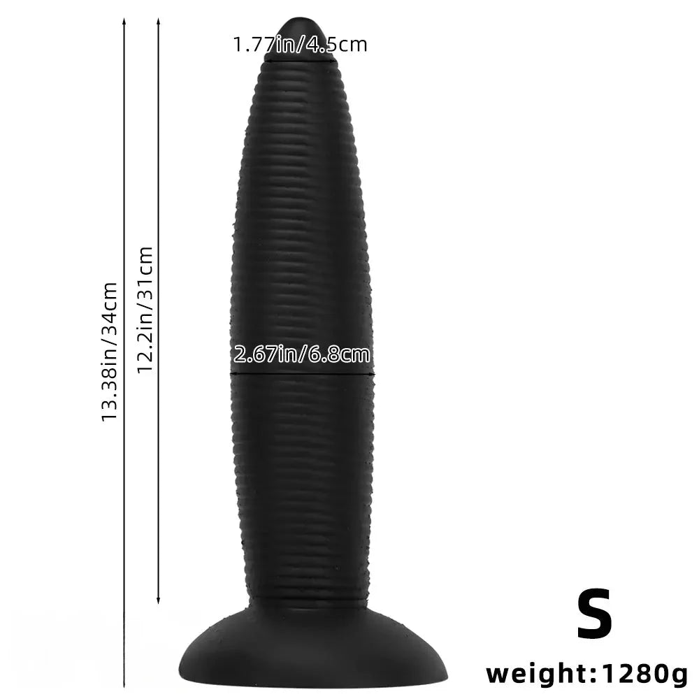 13.38in 14.96in Pointed Large Long Threaded Anal Plug Dildo For Fisting