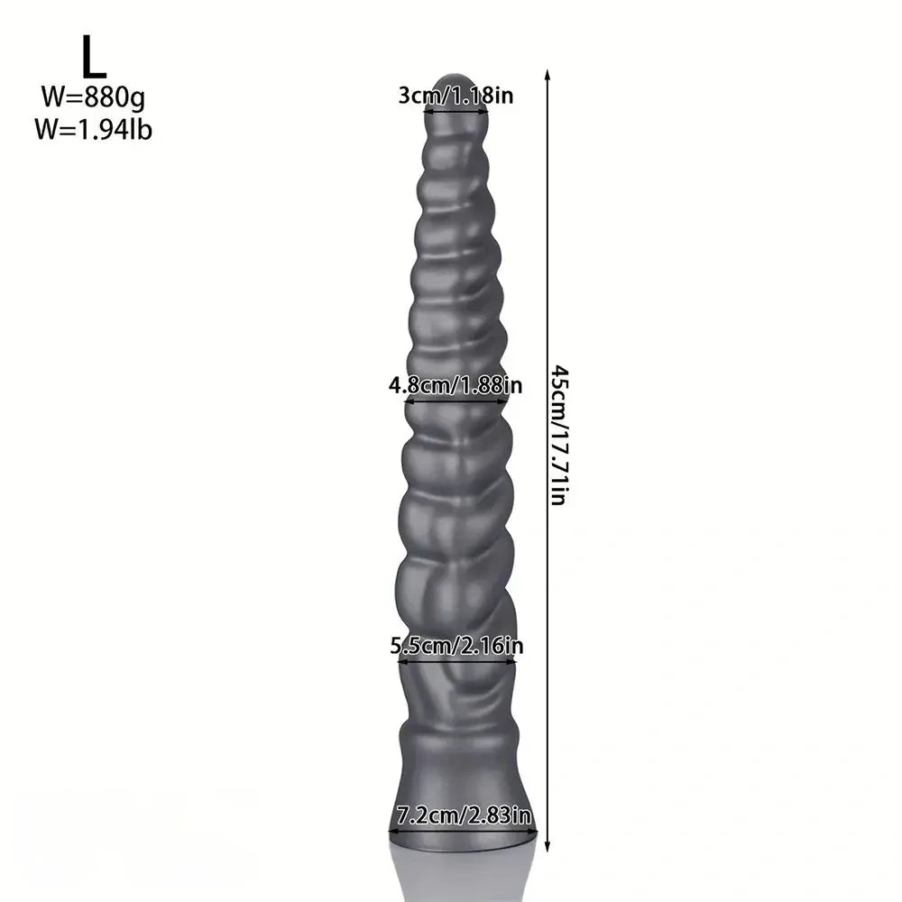 13.77in 15.74in 17.71in 19.68in Long Screw Anal Whip Huge BDSM Soft Dildo