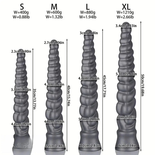 13.77in 15.74in 17.71in 19.68in Long Screw Anal Whip Huge BDSM Soft Dildo