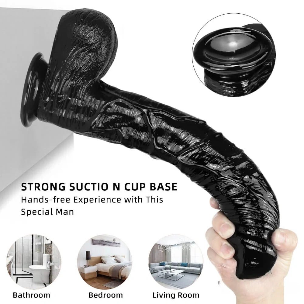 13in 10.23in Smoothly Curved Big Black Dildo Sex Toy For Adults