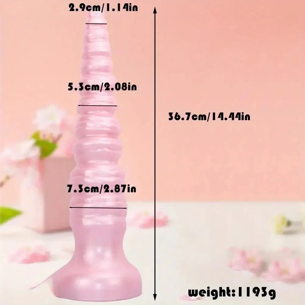 14.44in Silicone Ultra Long Threaded Deep Huge Thick Dildo For Anal Explore