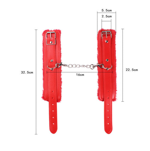 【Free Gift】BDSM Adjustable Plush Handcuffs Ankle Bracelets Restraint Set Sex Toy