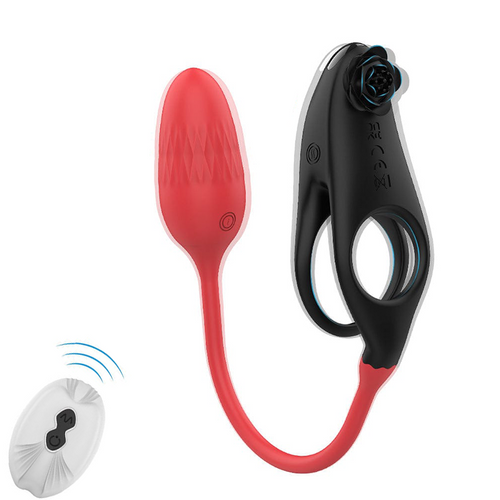 Detachable Design Vibrating Cock Penis Ring With Anal Plug for Couple