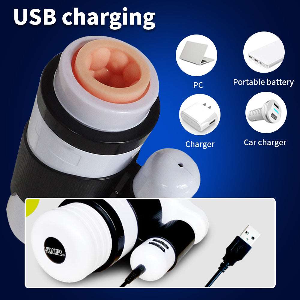 12 Speeds Telescopic Vibrator Realistic Vagina Male Masturbator